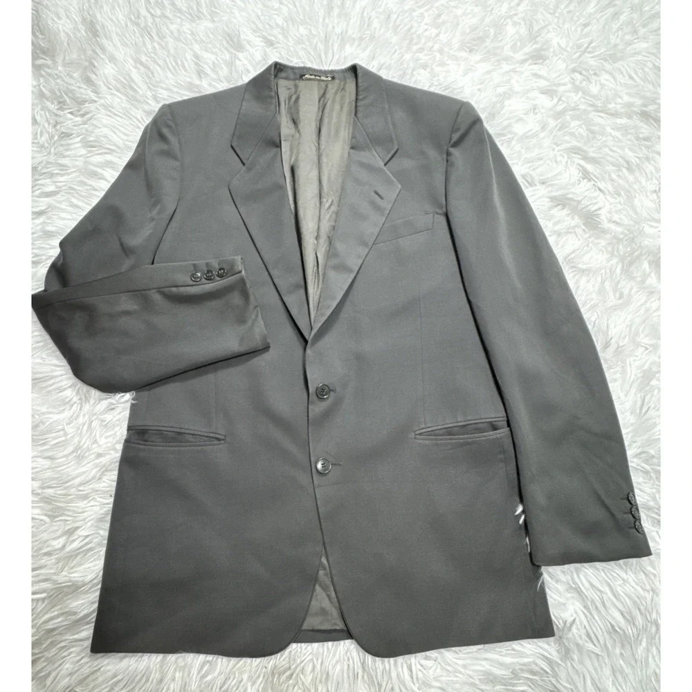 VTG 80's 40 Giorgio Armani Sport Coat Blazer Italy Two Button Green Formal Men's